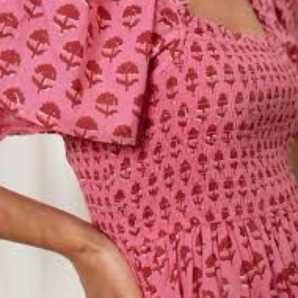 NWT Ophelia & Indigo Pink Floral Smocked Puff Sleeve Dress Cottagecore – XS - Picture 4 of 8